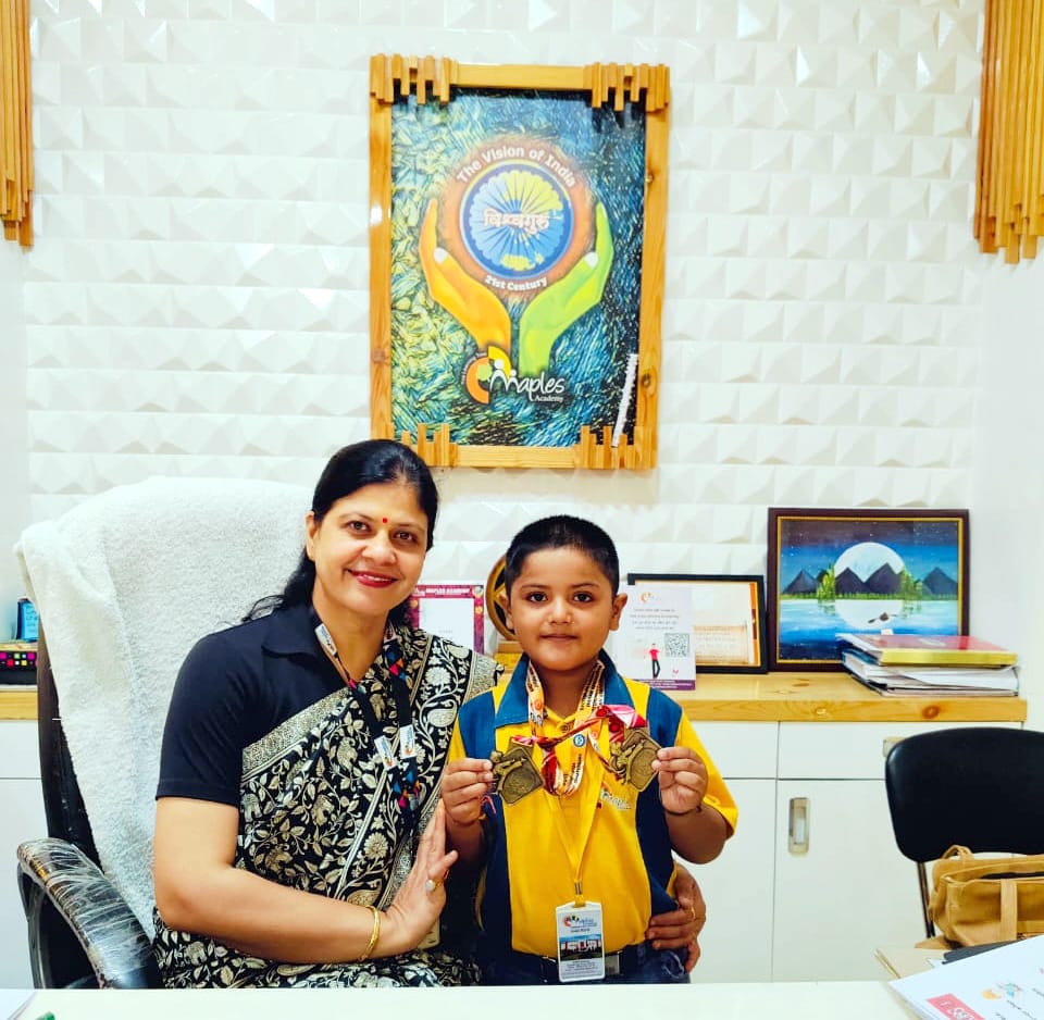 Harman Singh, a student of class UKG of Maples Academy, brought laurels to the school by winning the gold medal in the All India Karate Championship