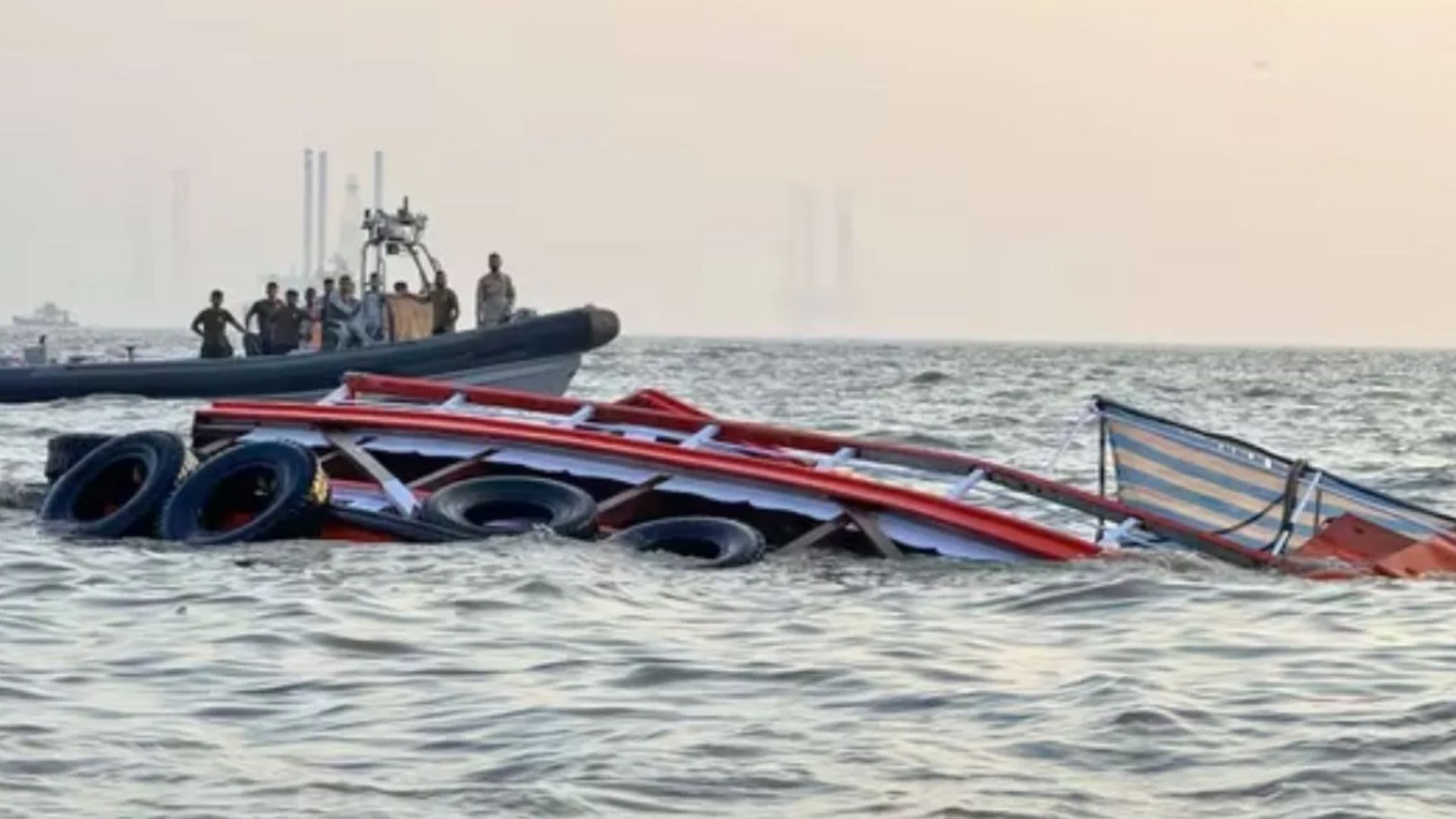 Boat capsized in the sea near Gateway of India after being hit by a speed boat