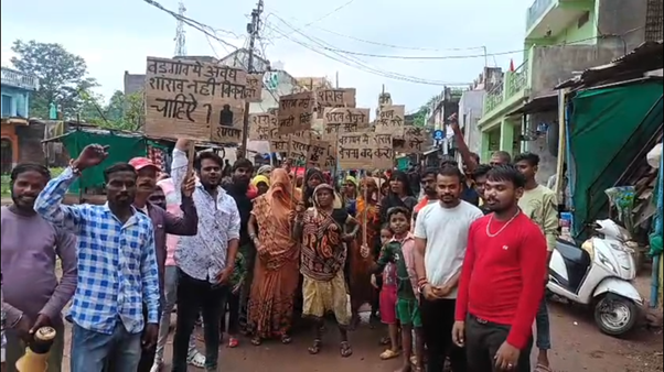 Villagers of Badgaon protest on the streets against illegal liquor sale