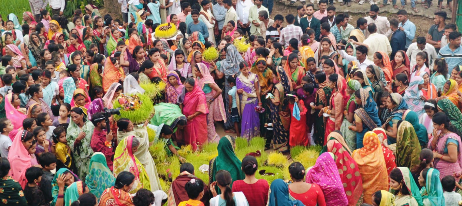 In Kanki village, newly married couples celebrated Bhujali festival, a symbol of greenery, by taking turns