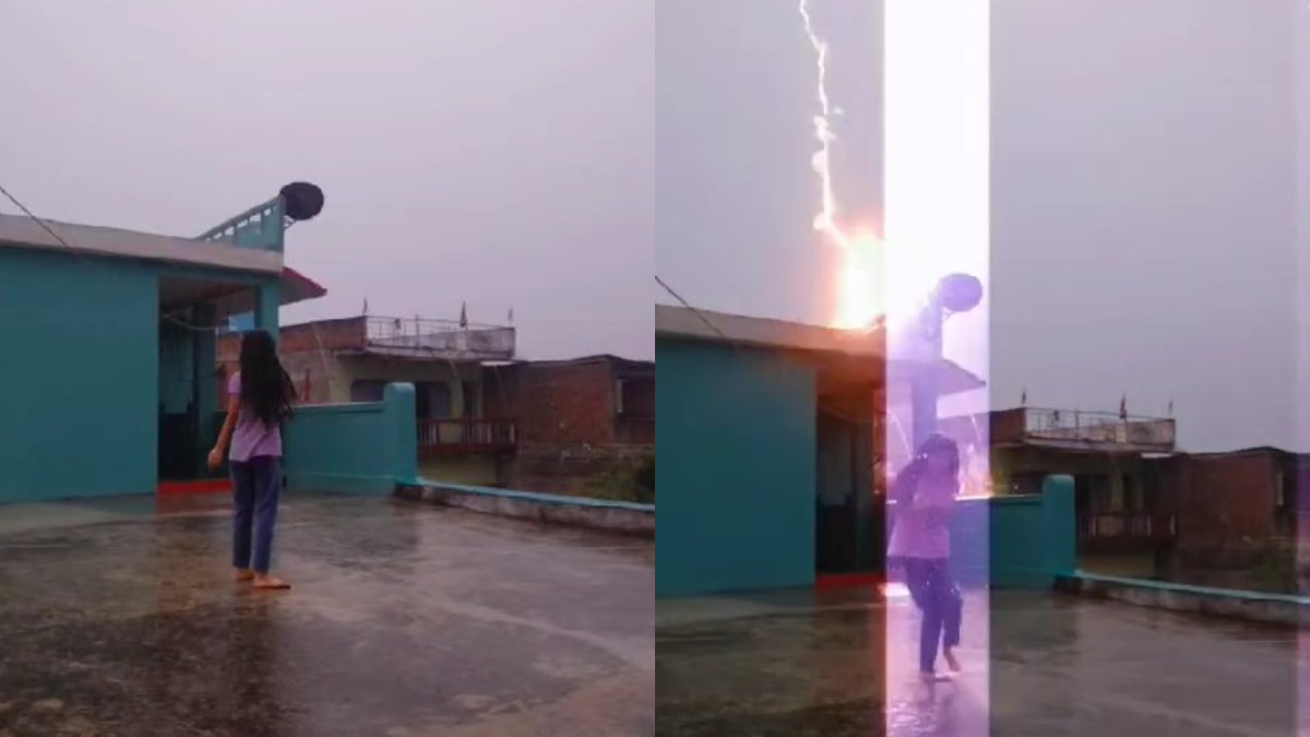 The girl was making reels on the roof with her friend after getting drenched in the rain