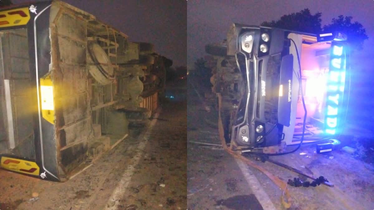 Bus full of wedding guests overturned in Katni