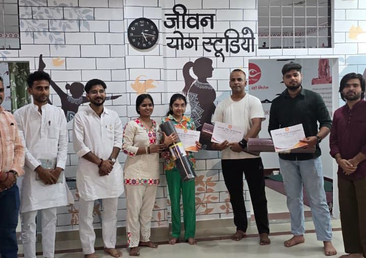 A grand Rangoli competition was held at the Jeevan Yoga Foundation