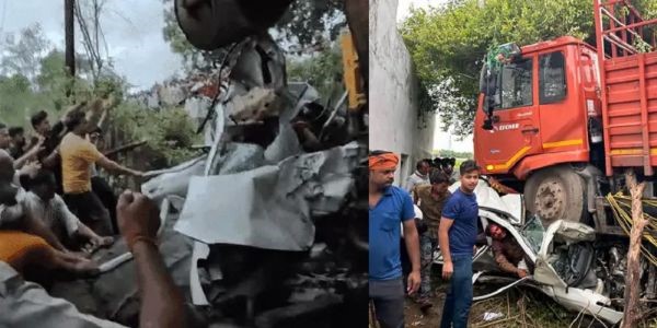 Truck hits car, five dead